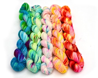 Hand dyed mini skeins sock yarn