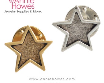 Star Lapel Pin or Tie Tack in your choice of Antique Silver or Antique Gold Plating. made in the USA.