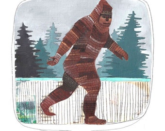 Art Print - Wall Art - Print of Painting - Sasquatch Print - Big Foot Art - Big Foot Print - Sasquatch Illustration - 8x10 Print - Sasquatch
