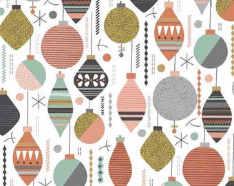 Modern Metallic Christmas - Baubles Ornaments White from Andover-Makower