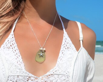 Starfish Seaglass Necklace Starfish Necklace Sea Glass Pendant Sea Glass Jewelry Beach Glass Necklace Beach Glass Jewelry Starfish Jewelry