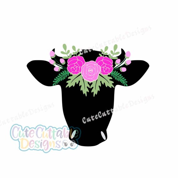 Cow Skull Floral Cow Head svg cut file bull Flowers