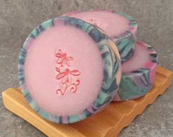 Rimmed Soap - Pink Berry Mimosa Scented - Decorative Artisan Coconut Milk Soap