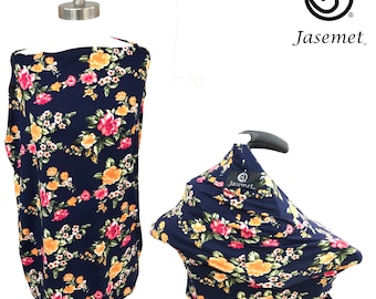 Nursing Cover Scarf, Breastfeeding Scarf, Nursing Poncho, Nursing Scarf, Breastfeeding Cover, Navy, FLORAL, Jasemet Cover