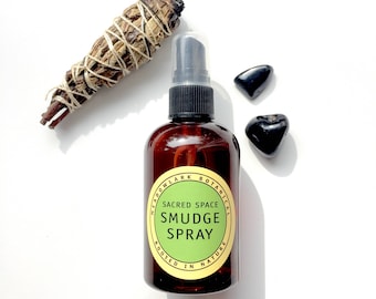 Smudge Spray w. White Sage + Palo Santo | Organic Sage Spray for Energy Healing, Meditation, Yoga, Mindfulness | Reiki Charged + Vegan