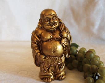 Vintage Otagiri Mercantile Company OMC 6.25" Gold Buddha Coin Bank Figurine
