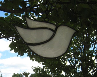 Hand-Crafted, Stained Glass White Dove Ornaments by Krista