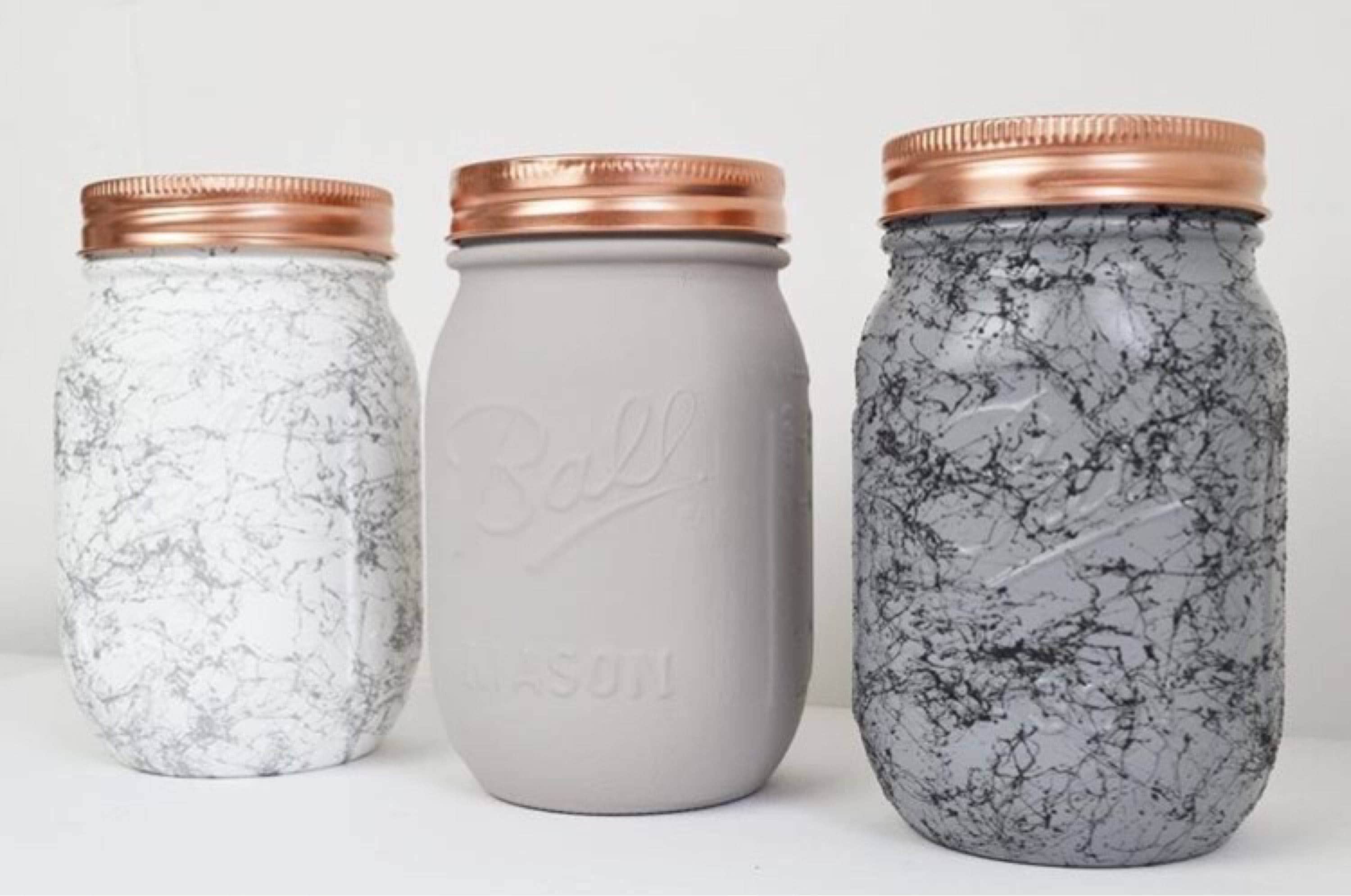 Set of 3 Grey & Marble Tea Coffee and Sugar Canisters