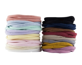 Nylon headbands, baby headband sample pack, nylon headband wholesale. DIY headband, baby shower crafts, stretch headband elastic