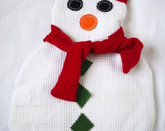 Heating pad flax seed, to put in microwave hot/cold snowman with snow, Christmas gift idea, winter, humor.