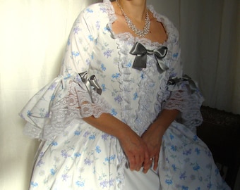 Historical dress 18th century century Marie-Antoinette cotton floral full skirt suit