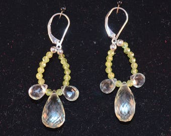 Green Amethyst and Peridot Chandelier Earrings