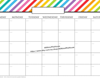 11 x 17 in message board printable calendar perpetual family rainbow editable 2015 any year meal planner calendar dry erase organization