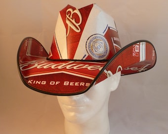 Beer Box Cowboy Hats. Made from recycled Budweiser beer boxes. Beerhat.