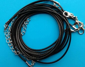 5x black necklace cords blanks wax thong waxed cords pendant necklaces bulk adjustable cord findings Jewellery Making UK