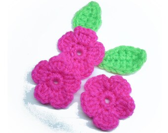 2 leaves and neon pink 3 flowers