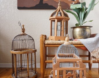 Vintage Wood and Wire Bird Cage - Multiple Selections