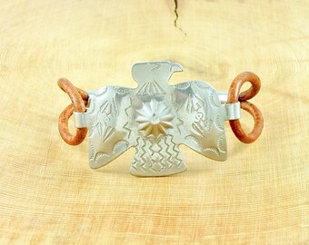 Silver Vintage Thunderbird Bracelet with stainless steel adjustable clasp