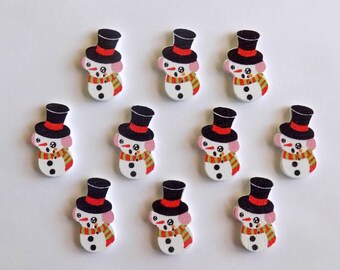 10 wooden Snowman - #C-00029