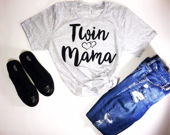 Twin Mom Triblend T-Shirt....Twin Mama Shirt, Mom of Twins Shirt, Gift for Mom of Twins