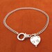 Silver Metal Chain Bracelet with a Heart Dangle and Decorative Lobster Clasp is ready for Charms or Dangles,8 inches, A123