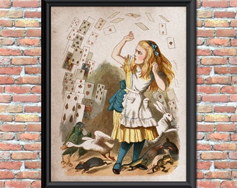 Alice in Wonderland Art Print Nursery Kids Children Fairytale Home Decor Wall Hanging Vintage Style Digital Printable