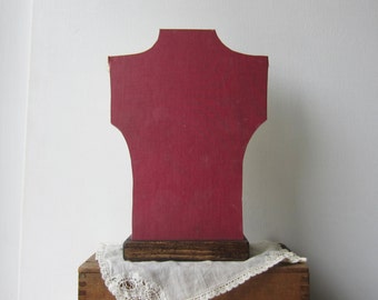 SALE One Petite Necklace Bust - Red / Cream - Recycled Book Necklace Jewelry Display - Ready to Ship