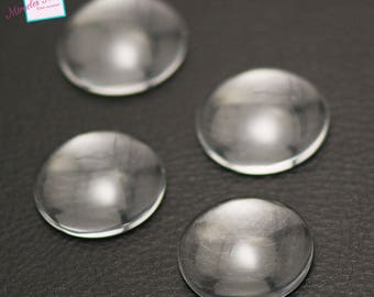 4 25 mm, clear dome glass cabochon