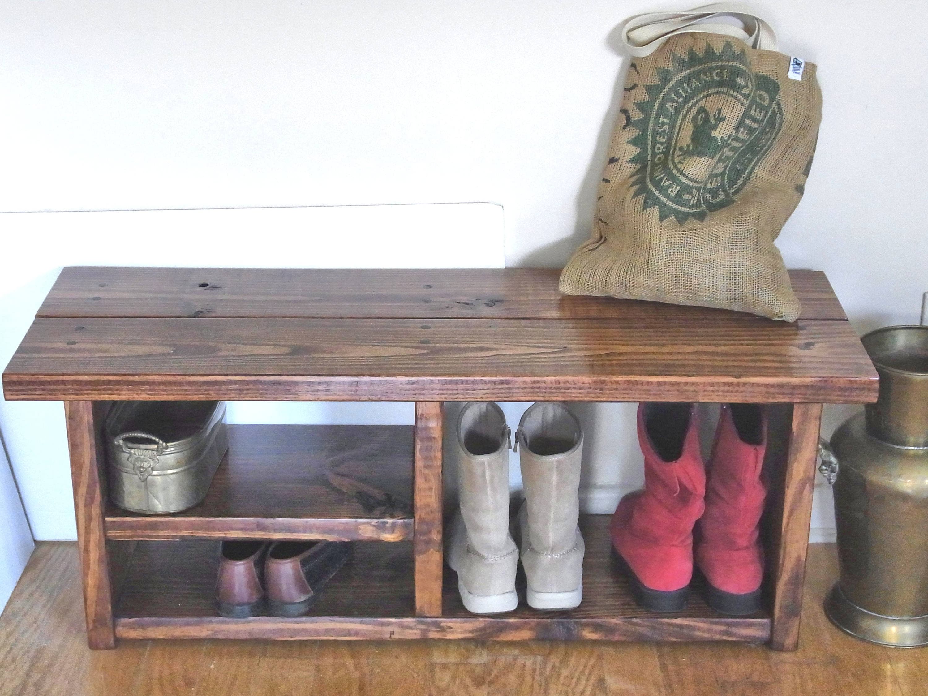 Boot Cubby Rustic Bench Shoe Bench Entryway Hallway Mudroom