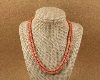 Moonstone Smooth Round Heishi Beads - Peach Shiny Beads, 5mm, 14 inch strand