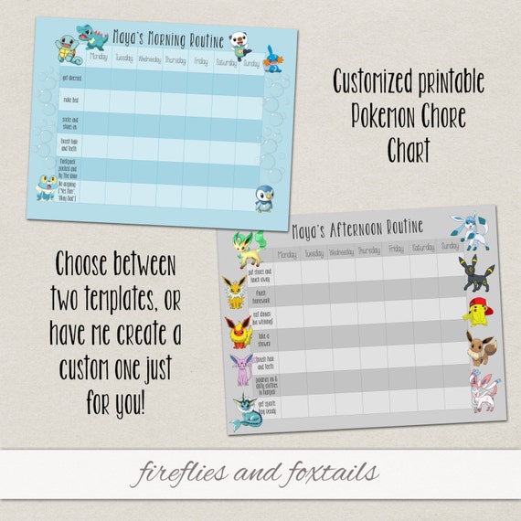 Customized Pokemon Behavior or Chore Chart Visual Schedule