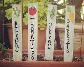 Garden Markers, Garden Stakes, Plant Markers, Plant Stakes, Vegetable Markers, Wood Garden Markers, Decorative Garden Stakes