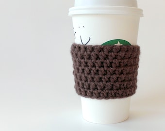 Crocheted coffee sleeve/cuff/cozy in chocolate brown