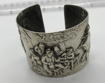Silver Plated cuff Bracelet, Vintage Made in Denmark, danish, boho