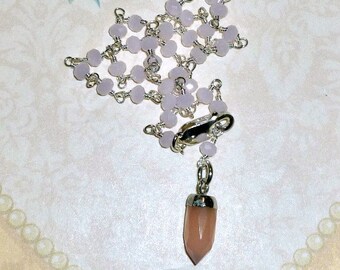 Rose Quartz Tiny Spike Anklet - Rose Quartz Gemstone and Sterling Silver Rosary Chain Ankle Bracelet - Pink Anklet - Rose Quartz Jewelry