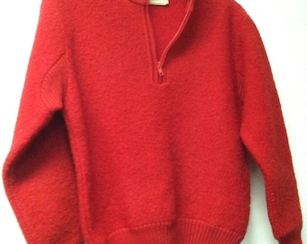 Vintage Women's L.L. Bean Boiled Wool Sweater Size Small Red 100% Pure Wool Warm!