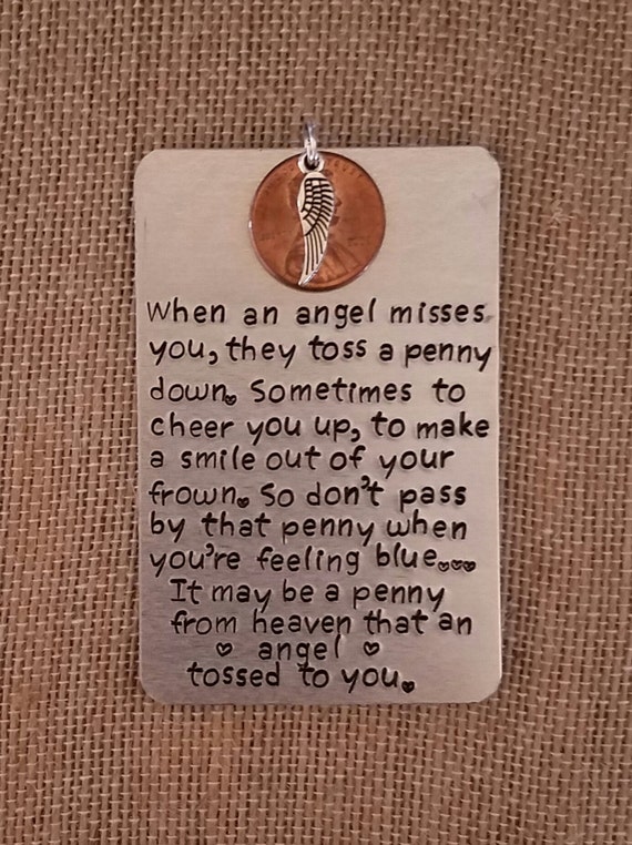 Hand Stamped Memorial Ornament Angel Pennies Pennies From
