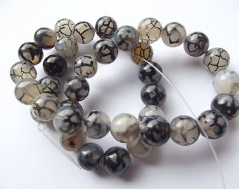 colored 10 mm LIBY 409 dragon vein agate round beads 38