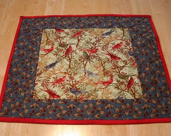 Placemats (4) --Birds And Cardinals In Blue And Beige--Reversible--Includes Shipping