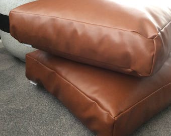 Copper Tan faux leather square floor cushion cover