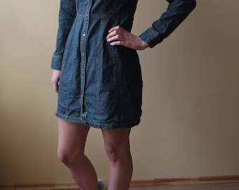 Vintage Denim Dress Sleeveless Jeans Mini Dress Button up Front Womens Denim Jeans Wear Boho Jeans Dress Summer Wear Short dress Shirt dress