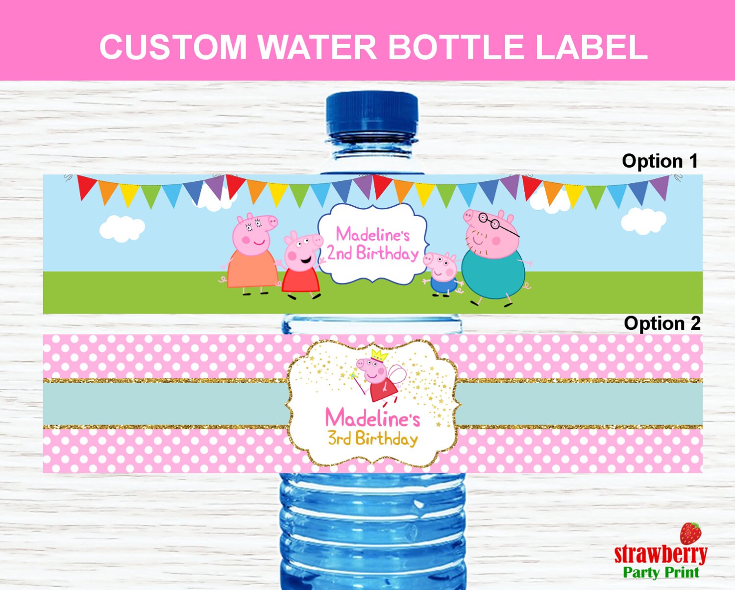 Peppa Pig Water Bottle Labels Printable Personalize Water