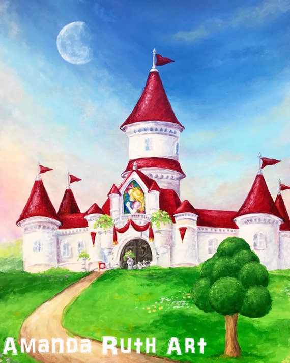 Mario Odyssey Peach's Castle Painting Print