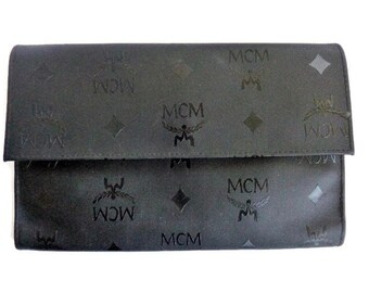 Jahrgang MCM schwarz Monogramm Geldbörse Nylon Geld Tasche Geldbörse MCM Tasche MCM München Deutsch Karten Halter handgefertigt in Westdeutschland teures Geschenk