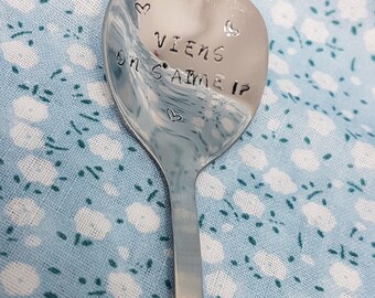 Cuillère inox coeur "Viens on s'aime !?"