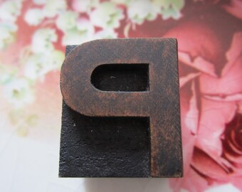 Antique Letterpress Wood Type Printers Block Letter P