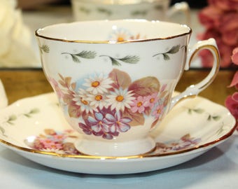 COLCLOUGH Bone China Teacup and Saucer Set "Pattern 8238"