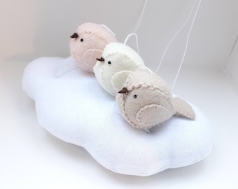 Baby mobile - natural nursery - gender neutral tones - pale peach, light beige, cream