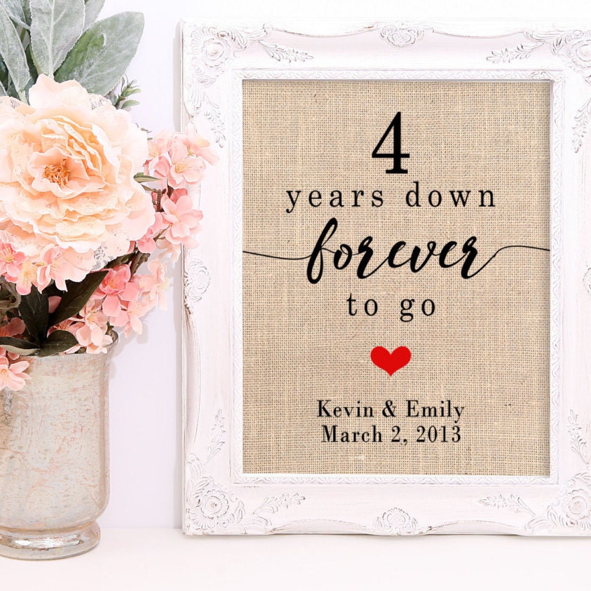 4 Year Wedding Anniversary 4th Anniversary Gift Personalized