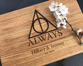 Harry Potter ALWAYS, Personalized Cutting Board ,monogram cutting board, Family Established sign Custom cutting boards Wedding Gift harry07
